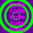 Purple background with four green circular rings, each containing repeated pink text 'Katie' in a vertical stack.