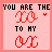 Pixelated pink background with black text "YOU ARE THE" and red stylized symbols, featuring a small red heart that shifts position across frames.