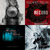 Four distinct pixelated sections display a grayscale figure, red and black shapes, a blue glowing object, and a white and gray patterned area.