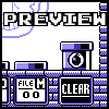 Pixel art animation of a character navigating a -based game level with platforms, bombs, and 'FILE M 00'/'CLEAR' displays