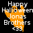 Pixelated orange ghost with white text 'Happy Halloween Jonas Brothers <33' on black background, transitioning to brown and then dark brown hues.