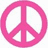 A static image displays three distinct icons: a pink peace symbol, a red heart with gradient shading, and a yellow smiley face on white background.