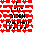 Pixelated icon with red and pink heart background, black text reading "I LOVE CADEH TOELLHER !!!!!!!!!!!" in two identical sections, animated color shift from bright red to pale pink hearts.