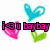 Pixelated icon with four distinct sections: pink heart, cyan spiral shape, green checkmark, and bold magenta text reading 'i <3 u baybay' on white background.