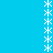 White pixelated snowflakes arranged in two vertical on a solid cyan background, with one slightly offset from the other