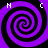 Four identical purple and black spiral patterns arranged in a , each with white 'H' and 'C' letters at top-left and top-right corners