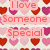 Pixelated image with pink and red hearts on a light background, featuring three lines of pixelated text reading "I love Someone Special" in varying shades of pink.