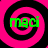 A four- shows a pink and black spiral background with green text 'maci' in each , where the bottom-left has a gray overlay