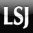 Black-and-white pixelated image of three large capital letters L, S, J with rounded edges on a gradient background.