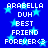 Blue background with light blue stars and repeated white pixelated text reading 'ARABELLA DUH BEST FRIEND FOREVER<3' in two vertical