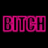 Pixelated text 'BITCH' in bright magenta with black outlines on a solid black background, rendered as a static digital graphic.