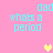 Pixelated text and heart symbols on a pink background with cyan lettering.