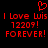Red pixelated text and heart symbol on black background, repeated twice side-by-side.