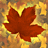 Static 48x48 pixel icon featuring a single brown maple leaf centered on a blurred autumn-colored background with yellow, orange, and brown tones.