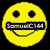 Yellow smiley face icon with black eyes and mouth, overlaid text reading 'SamuelC14' in white letters on a black bar.