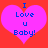 Two identical pink heart-shaped icons with blue text "I Love u Baby!" on a red background, side-by-side.