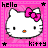 A 3x3 contact sheet of nine animated Hello Kitty frames with pink backgrounds, each showing slight variations in text and facial features.