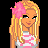 Pixel art icon of a blonde woman with pink flower accessory and striped shirt, surrounded by stylized text on black background.