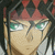 A 50x50 pixel animated buddy icon featuring two frames: a character with green eyes and red-and-black hair on the left, and a black-gloved hand holding a glowing red heart on the right.