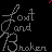 A contact sheet of 17 animated frames showing a repeating text-based animation with 'Lost and Broken' in gray script over black background, some frames highlighted by red rectangular outlines.