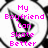 Pixelated icon with pink text overlays on a black-and-white geometric background featuring a stylized triangular shape.