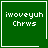 Green square icon with white pixelated text 'iwoveyuh Chrws' and a small heart symbol in the bottom-right corner.