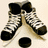 A four- shows hockey gear, a Boston Bruins logo, and text on blue and gray backgrounds