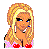 Pixel art with a woman, heart symbols, and text reading 'Will You Be My Valentine' in pink