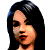 Animated sequence of a female character's face with long dark hair, transitioning from full-face view to close-up on the right side.