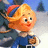 Pixelated character with blonde hair and red headband stands in snowy landscape, pink background displays yellow text.