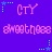 Purple background with repeated pink 'CTY' text and 'sweetness' text, alternating with cyan star and dot patterns.