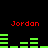 Red text reading 'Jordan' appears in four positions above green horizontal bars on a black background, with the bar patterns changing between two states.