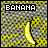 Animated sequence of a banana icon with changing peel states against a pixelated background, text 'BANANA' above.