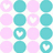 Pixelated of alternating pink and cyan circles with white heart symbols, featuring the name 'Taylor' in black text on the right