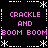 Pixelated text and star symbols arranged in a on a black background, with pink text and white symbols