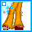 Animated contact sheet of a pixel art character with blonde hair and brown sweater, showing sequential frames from legs to full body to text phrases.