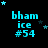 Pixelated cyan text 'bham ice #54' on black background with scattered stars, animated star positions across frames.