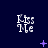 Dark blue background with white pixelated text 'Kiss Me' repeated in a , animated purple symbols including plus signs, stars, and Xs appear and disappear across frames