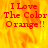 Red text on orange-yellow gradient background reads 'I Love The Color Orange!!' with visible pixelation and partial gray area.