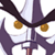 Pixelated static icon of a stylized weapon with purple and black elements, two golden circular accents, and white highlights on a transparent background.