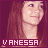 Two side-by-side pixelated images of a person with long brown hair against a dark purple background, each displaying the name "VANESSA" in white text on a maroon banner.