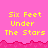 Pixelated text "Six Feet Under The Stars" repeated across a pink background with a jagged pink border.