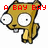 A cartoon animal with large white eyes and a brown body appears in three views, each displaying red text above its head.