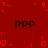 Red background with four 'PPP' text blocks and scattered red pixel fragments in a pattern