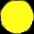 A yellow circular shape transitions into a fragmented crescent with scattered pixel clusters against black background.