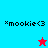 Four display *mookie<3 text with a red star on cyan background and a blue star on red background, each showing the same static text and star positions