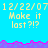 Pixelated text displays '12/22/07 Make it last?!?' on a bright blue background with purple and pink wave-like borders.