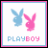 Pixelated image with two bunny head silhouettes in blue and pink, framed by a light blue border on white background, next to green text reading 'Original Icons .com' on dark green.