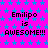 A static image with a bright pink background covered in small blue stars, displaying repeated text "Emilipo is AWESOME!!!" in black pixelated font.