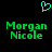 A pixelated green text display with 'Morgan Nicole' repeated twice, a cyan heart symbol above, and no visible animation changes.